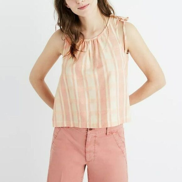 Madewell Crop Swing Tank in Petal Plaid sz XS NWT - Picture 1 of 9